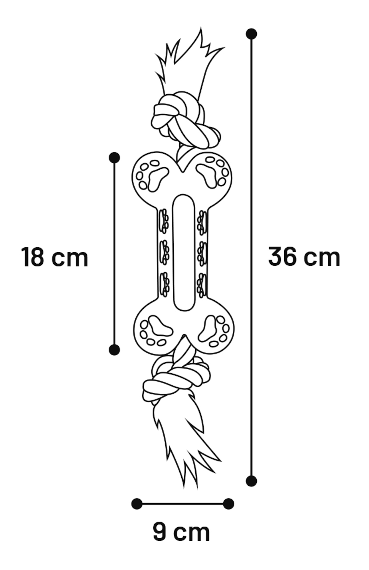 Flamingo Speelgoed Gladiator Been met touw Zwart