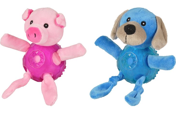 Flamingo Speelgoed Bellies Hond met bal Blauw