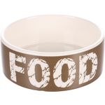 Feeding and drinking bowl Kyra Round Taupe & White