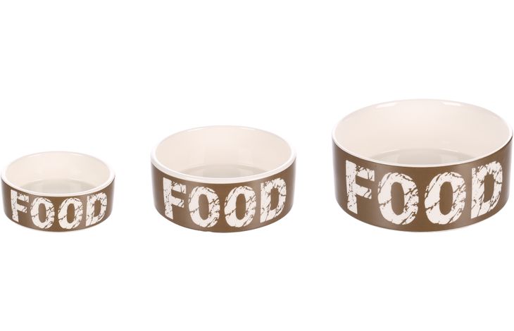 Flamingo Feeding and drinking bowl Kyra Round Taupe & White