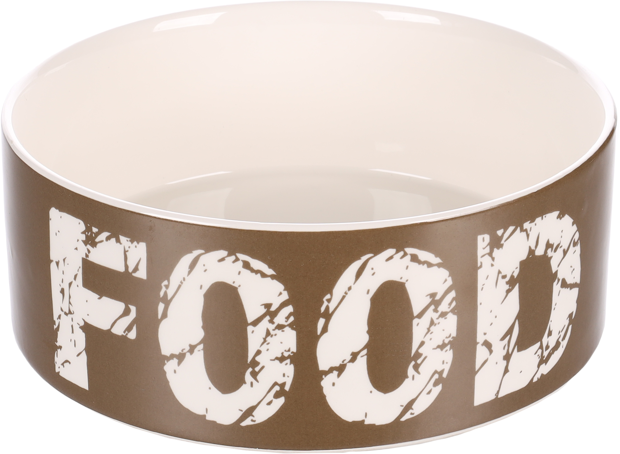 Flamingo Feeding and drinking bowl Kyra Round Taupe & White