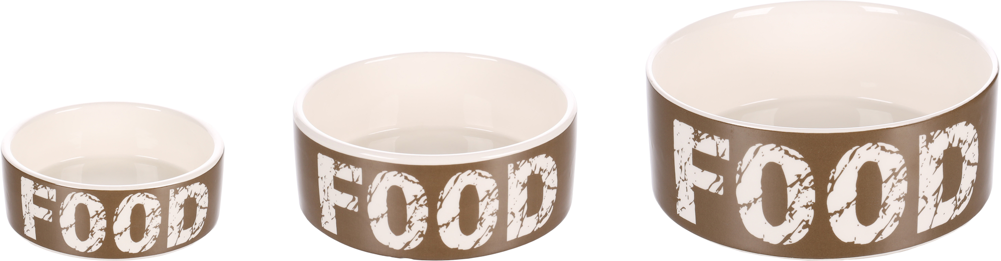 Flamingo Feeding and drinking bowl Kyra Round Taupe & White