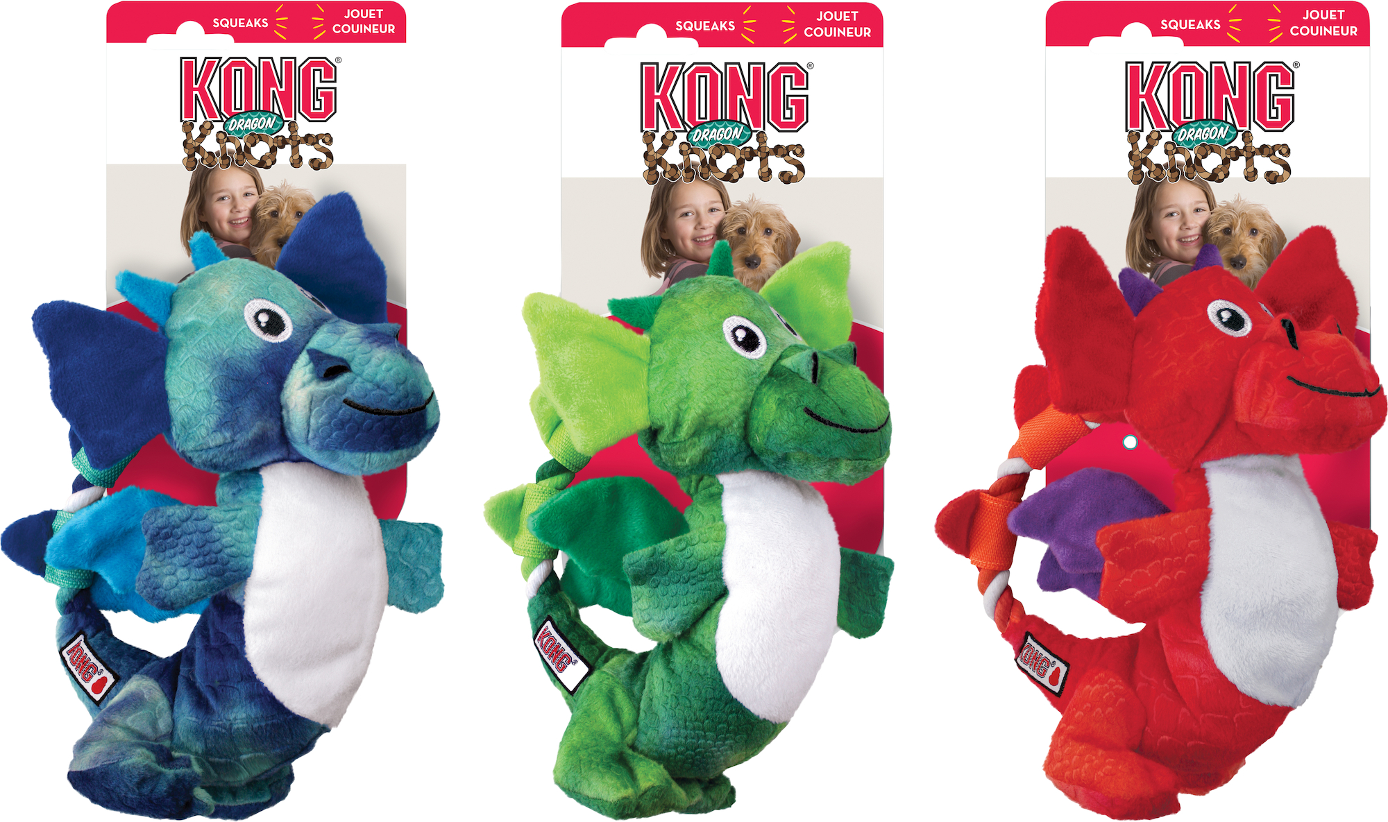 Kong Toy Knots Multiple colours Dragon 518549 Flamingo Pet Products