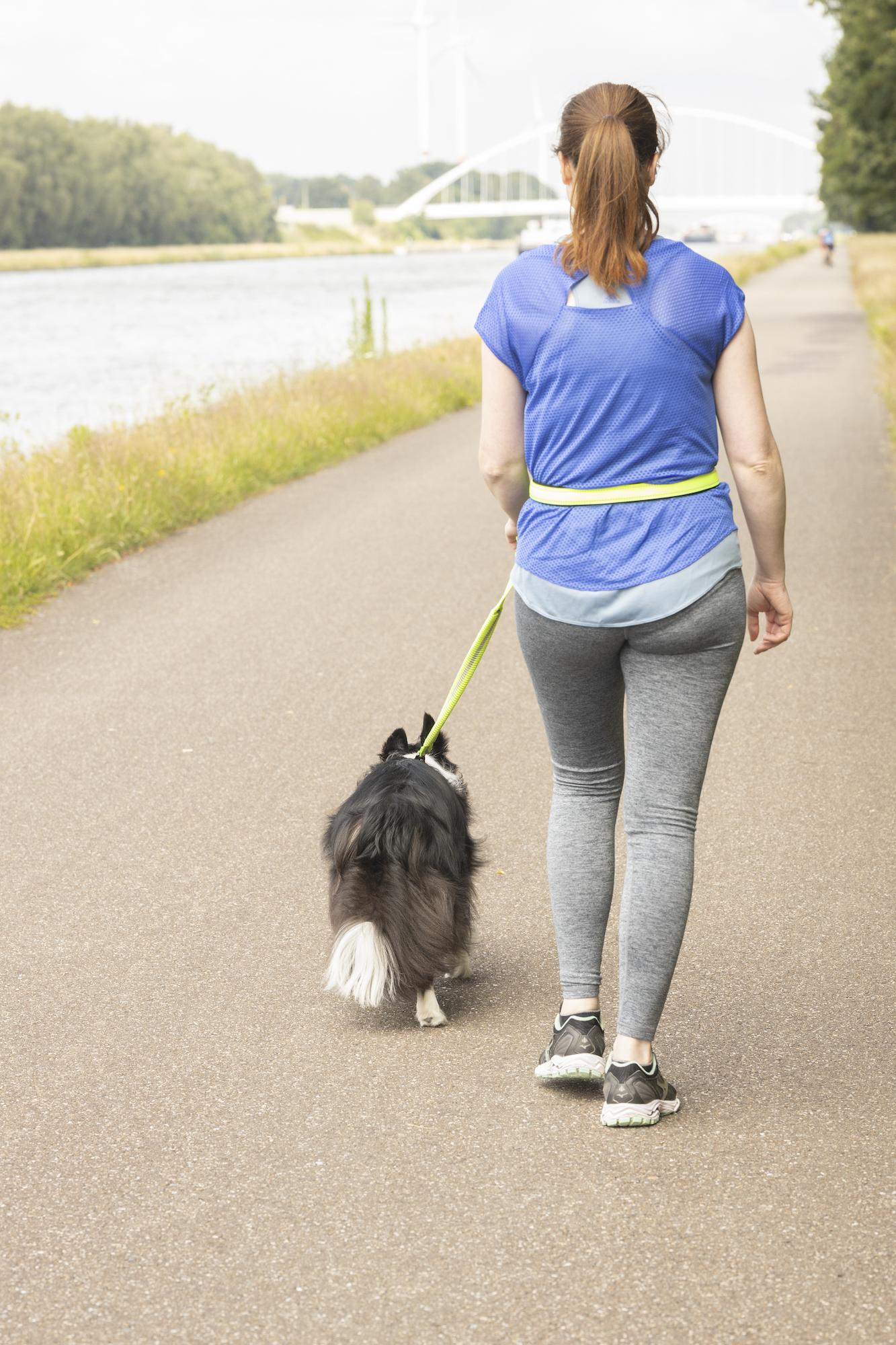 Flamingo Jogging leash with waist belt Diran Fluo yellow