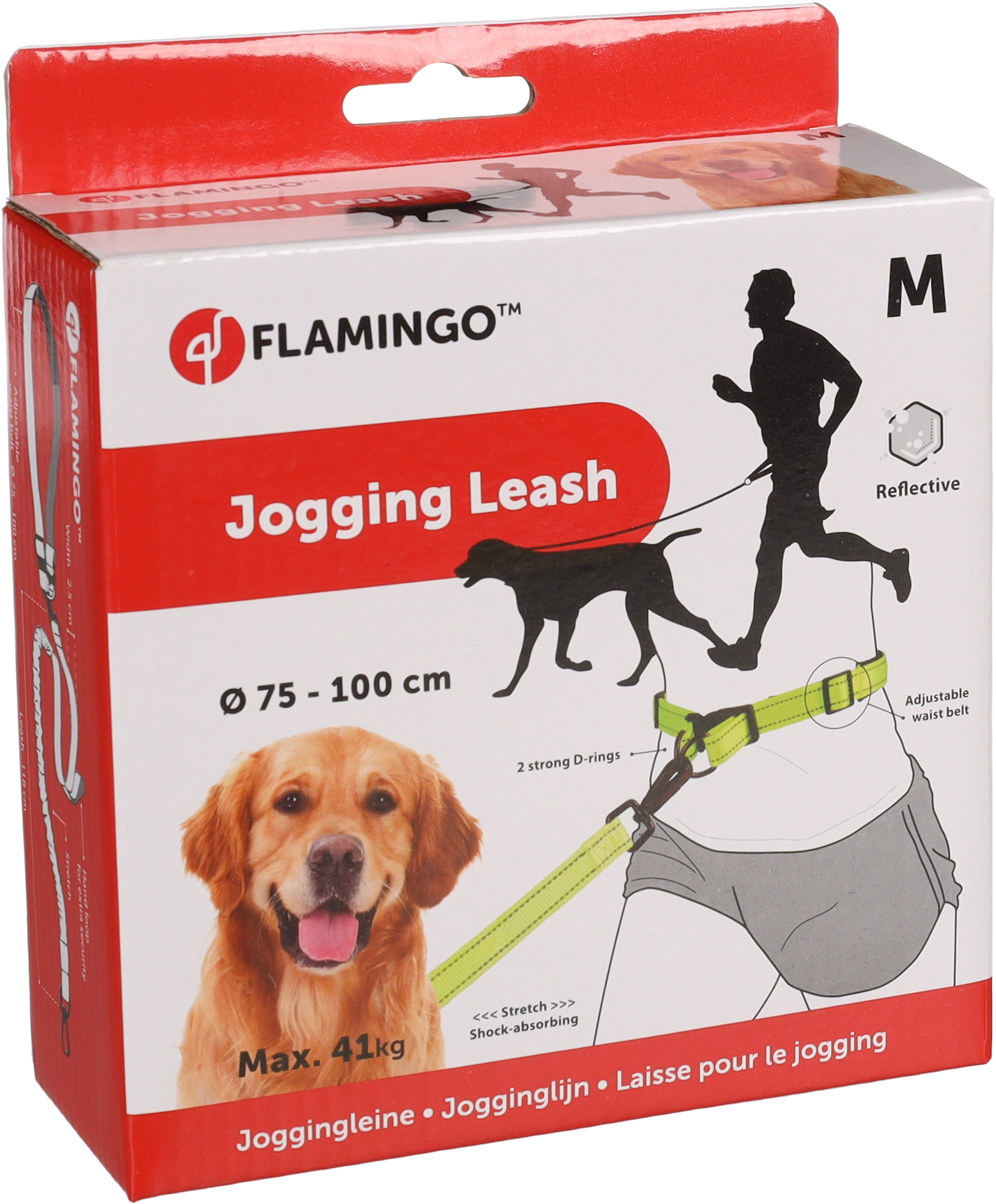 Flamingo Jogging leash with waist belt Diran Fluo yellow