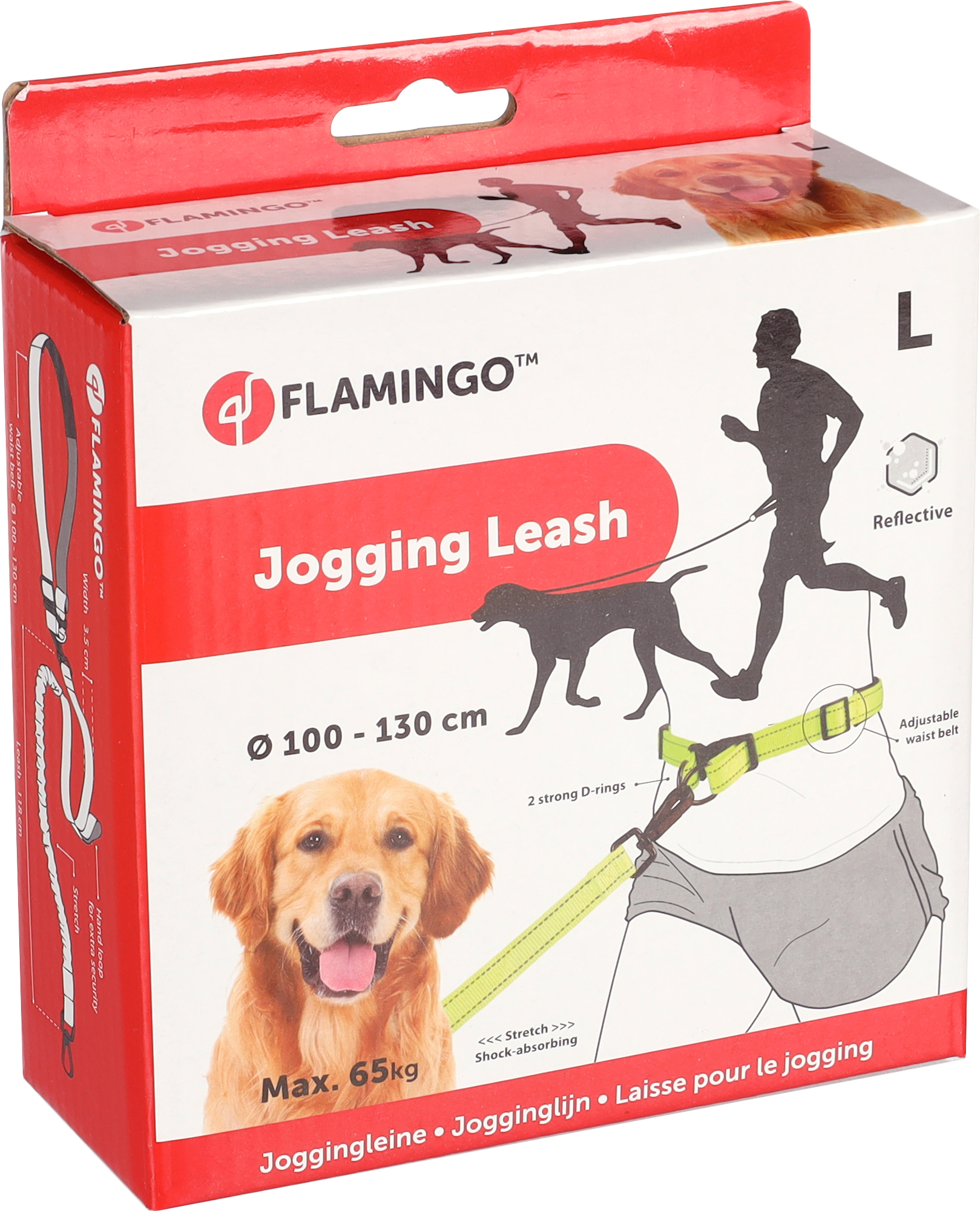 Flamingo Jogging leash with waist belt Diran Fluo yellow
