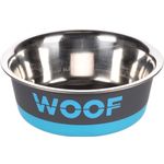 Feeding and drinking bowl Woof Round Grey & Blue & Silver