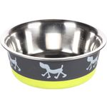 Feeding and drinking bowl Silhouette Round Grey & Lime green & Silver