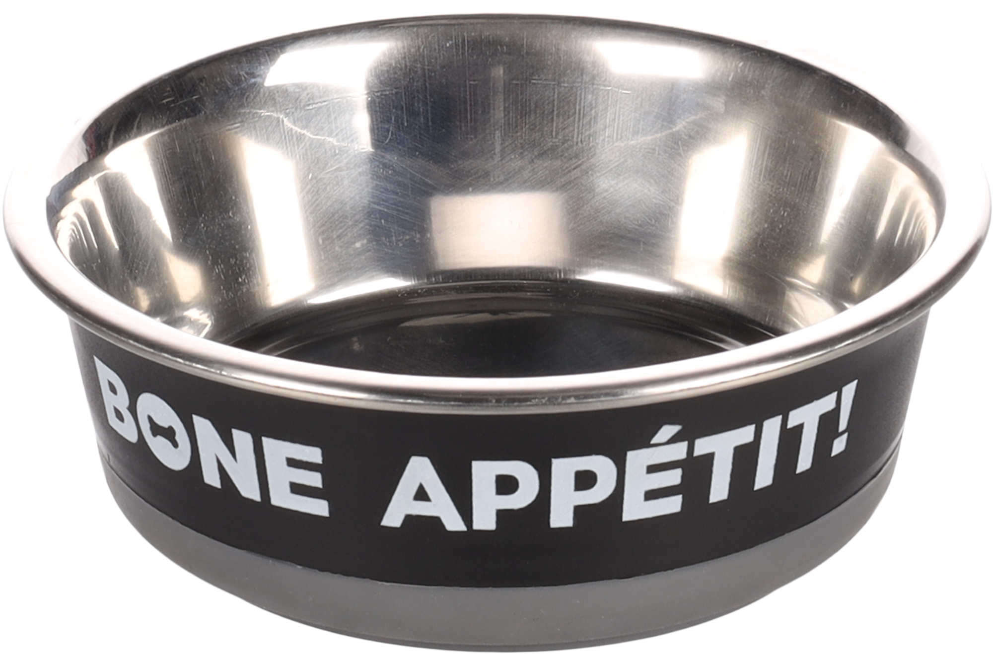 Flamingo Eet- en drinkpot Bone Appetit Rond Zwart & Grijs & Zilver