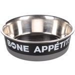 Gamelle pour la nourriture et l'eau Bone Appetit Rond Noir & Gris & Argent