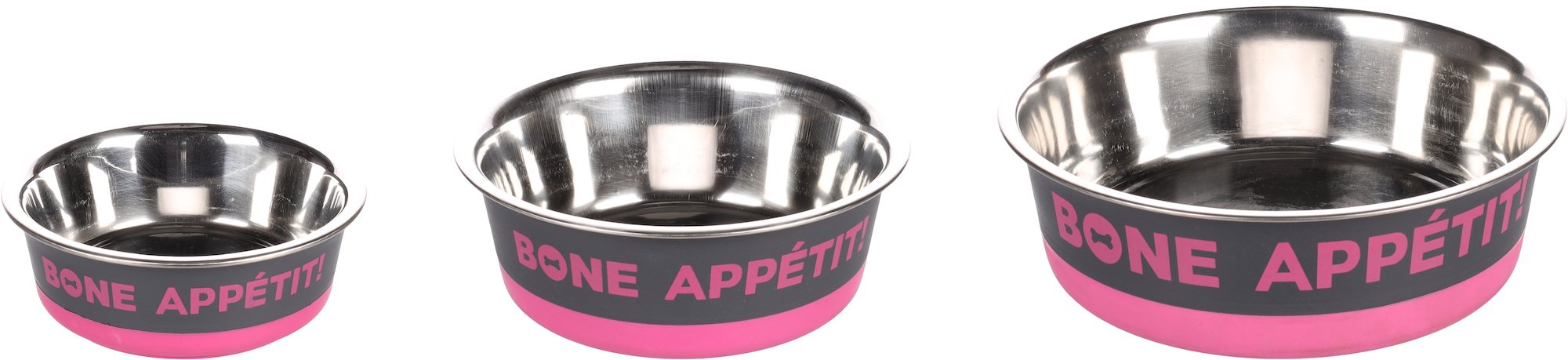 Flamingo Eet- en drinkpot Bone Appetit Rond Grijs & Fuchsia & Zilver