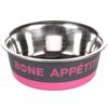 Feeding and drinking bowl Bone Appetit Round Grey & Fuchsia & Silver