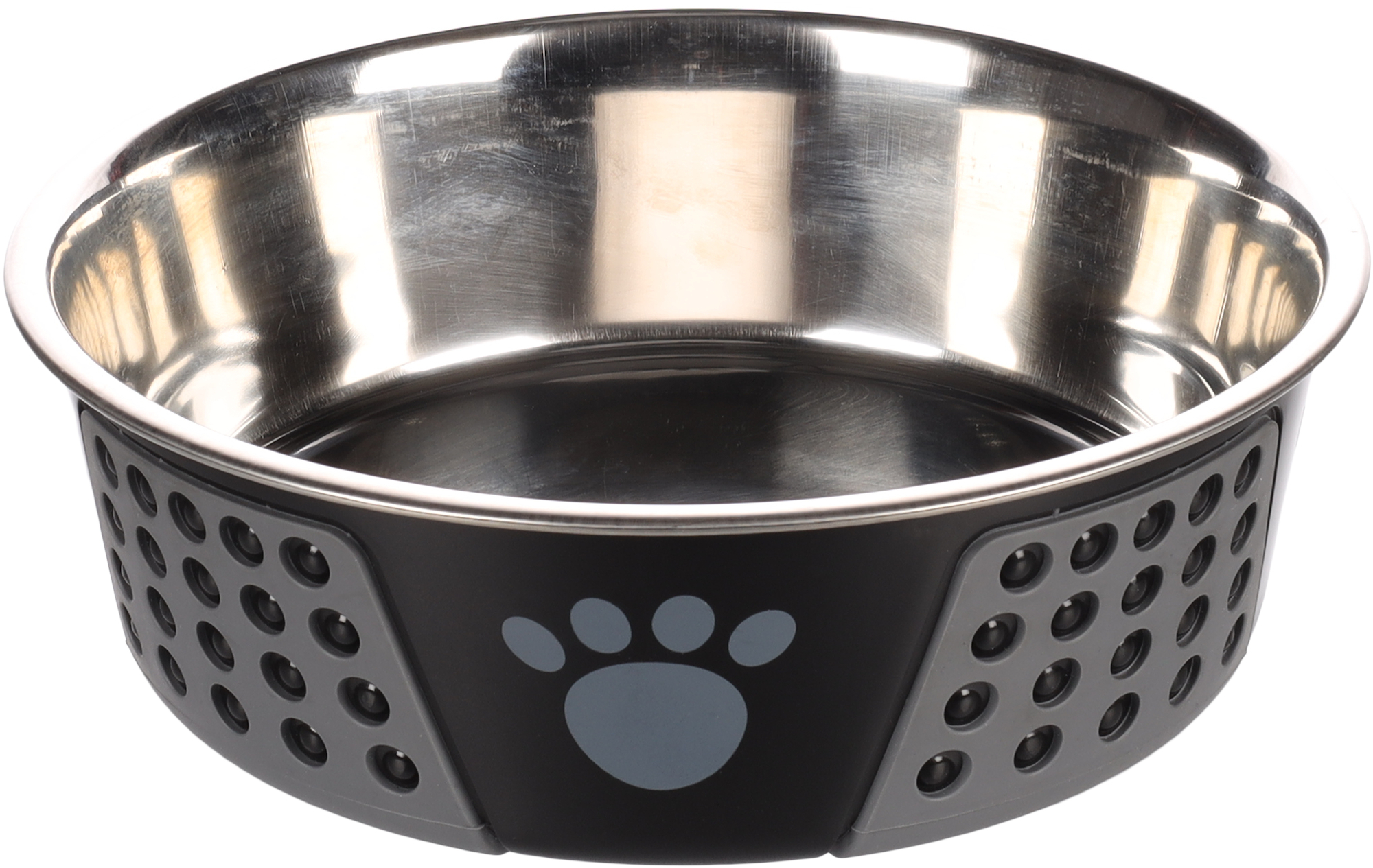 Flamingo Feeding and drinking bowl Hermosa Round Black & Grey & Silver