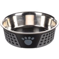 Flamingo Feeding and drinking bowl Hermosa Round Black & Grey & Silver