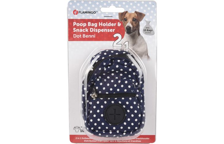 Flamingo Distributeur pour friandises avec sacs à déjections Dot Bleu