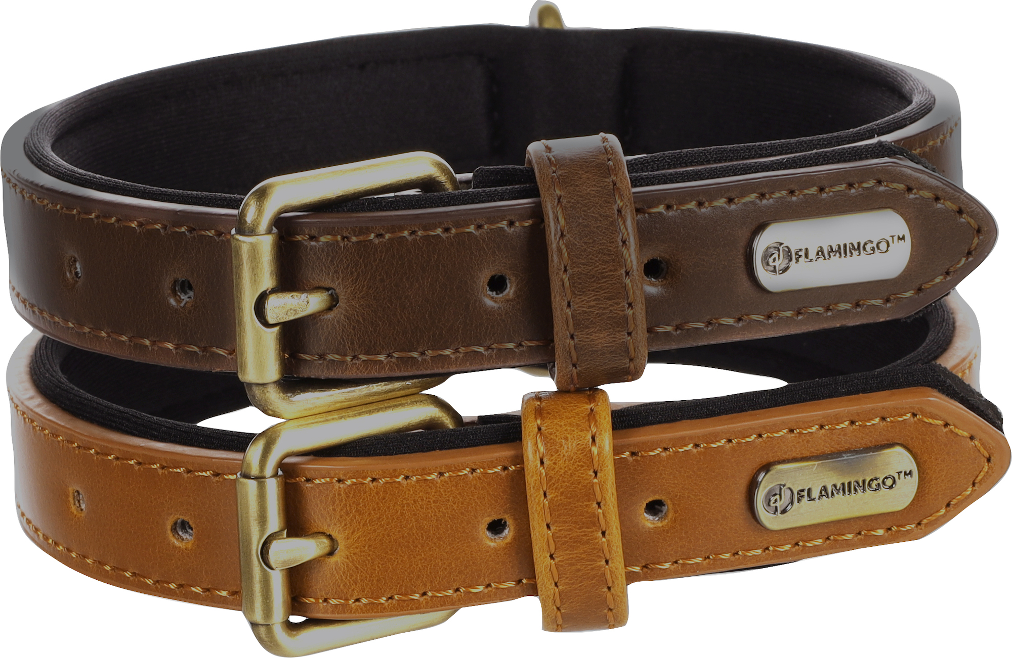 Flamingo Halsband met neopreen Lyabo Cognac