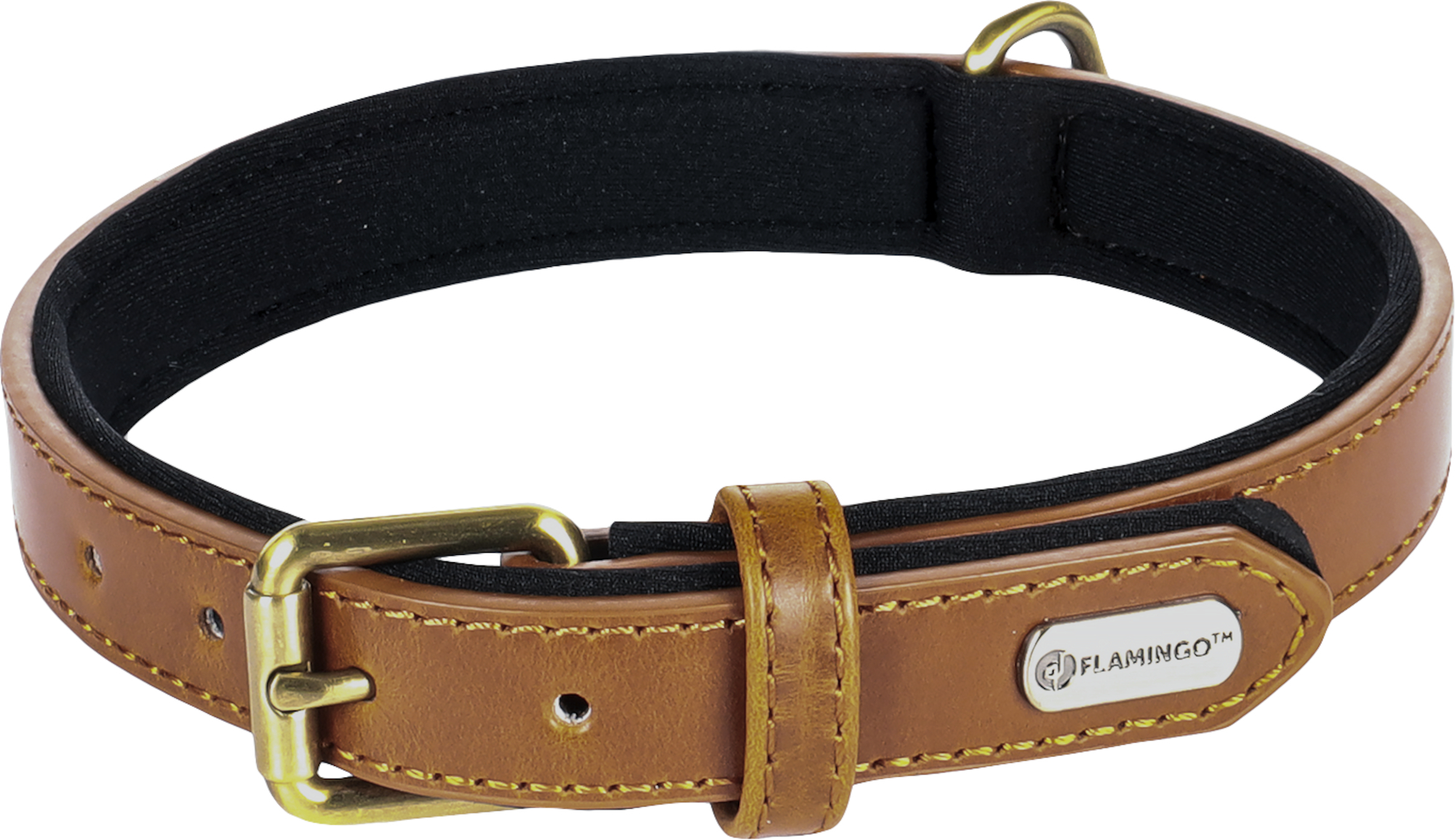 Flamingo Halsband met neopreen Lyabo Cognac