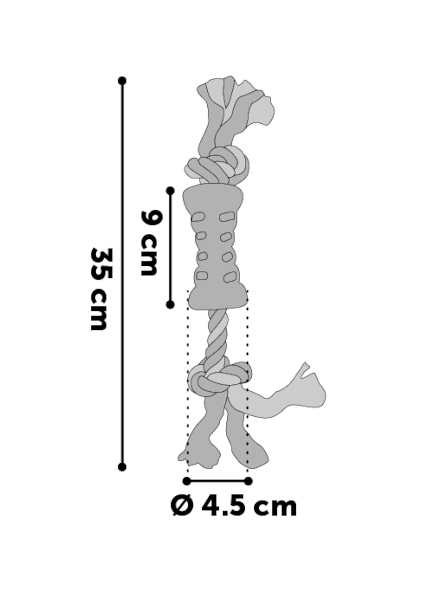 Flamingo Toy Lindo Tube & Cord with 2 knots Light blue