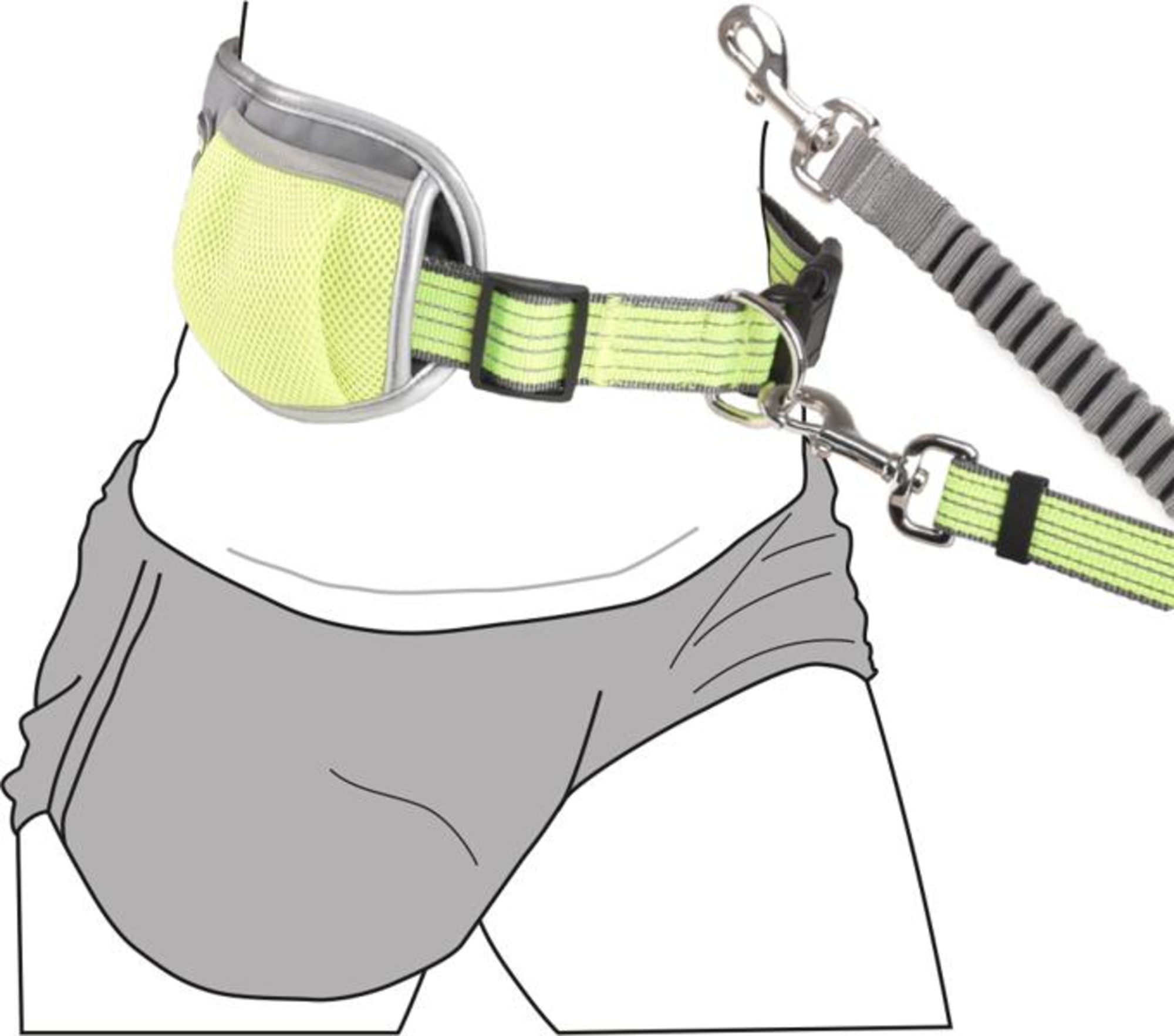 Flamingo Jogginglijn met heupriem Rono Fluo geel