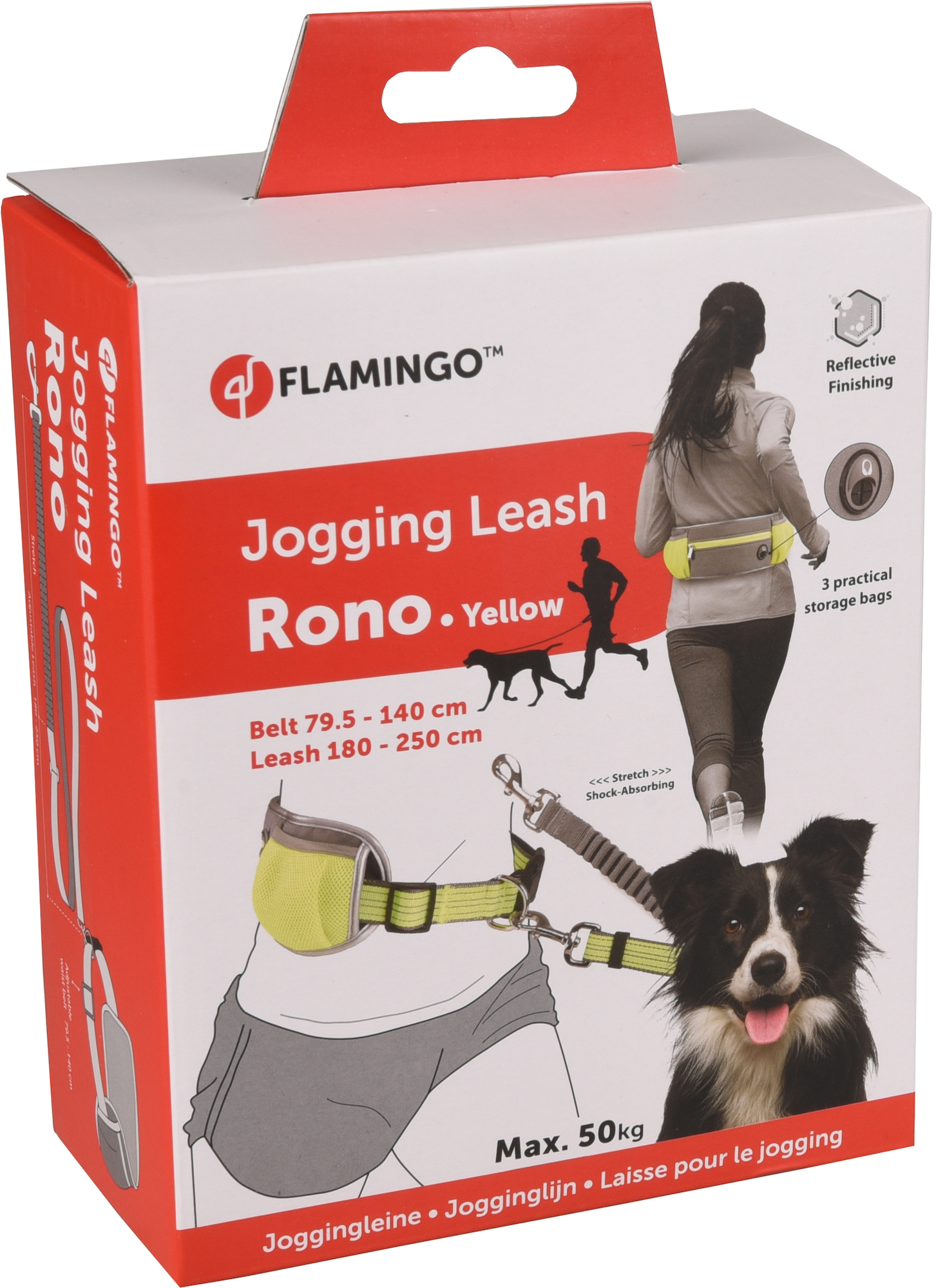 Flamingo Jogginglijn met heupriem Rono Fluo geel
