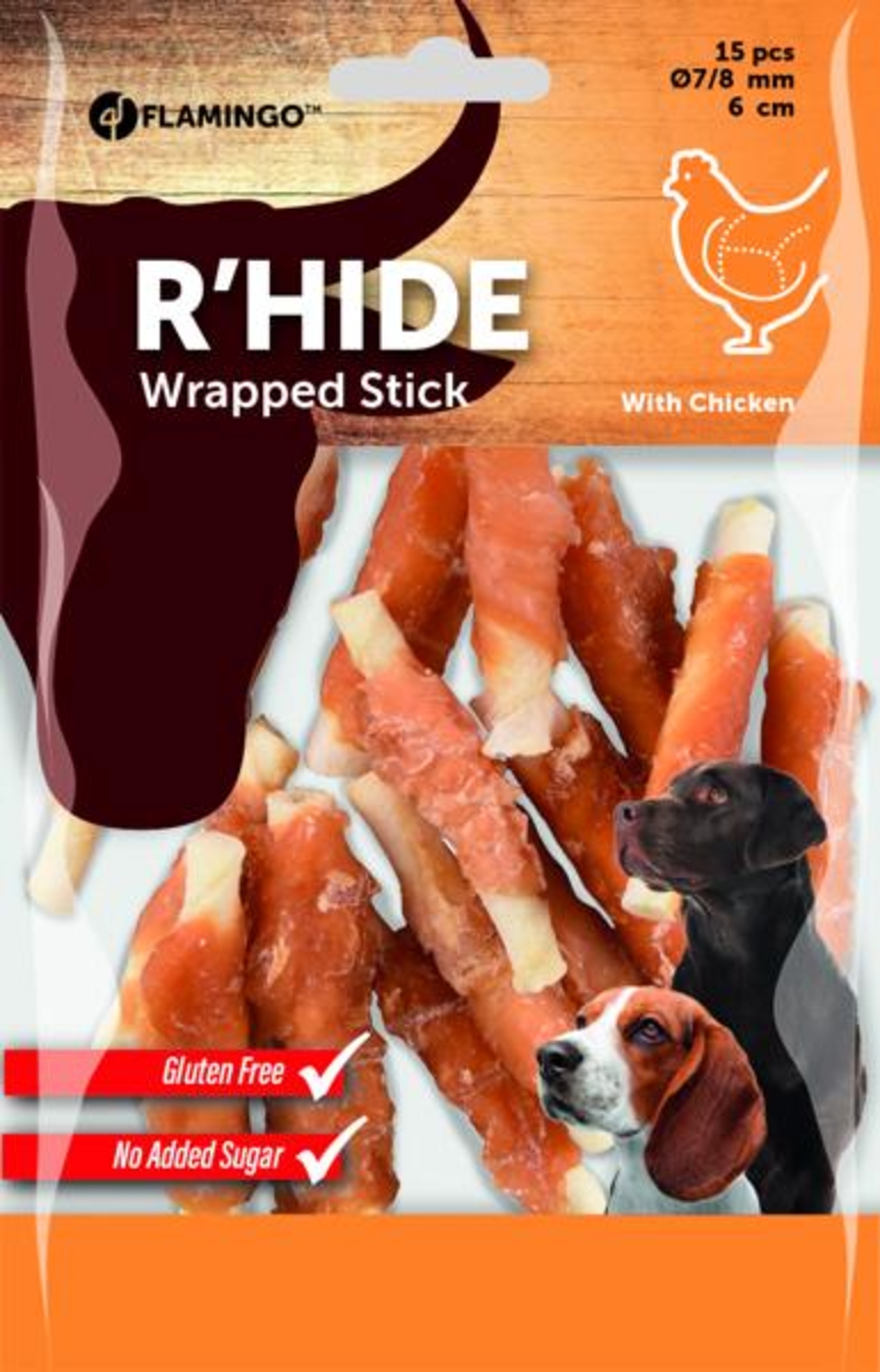 Flamingo Snacks R'Hide Stick White with chicken 6cm 6,5-7gr / 15 pcs 100gr