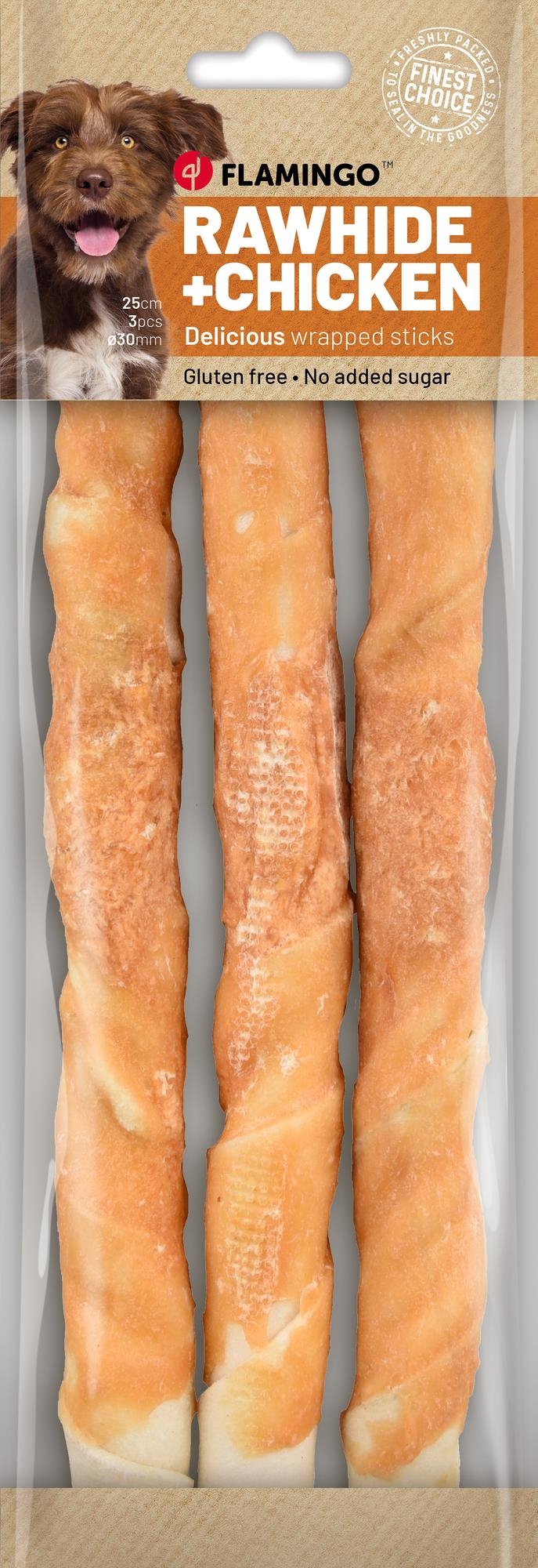 Flamingo Snacks R'Hide Stick  mit Huhn 25cm 80gr / 3 st 240gr