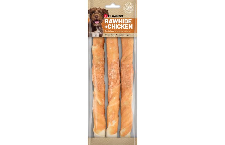 Flamingo Snacks R'Hide Stick  mit Huhn 25cm 80gr / 3 st 240gr