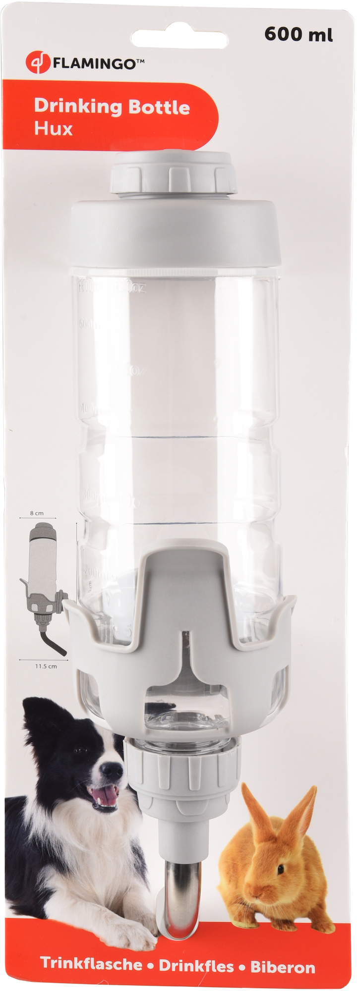 Flamingo Drinking bottle Hux Grey