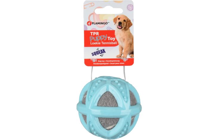 Flamingo Toy Puppy Loekie Tennis ball with ball Turquoise