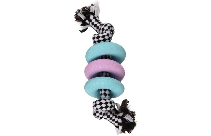 Flamingo Toy Puppy Loekie Ring & Cord with 2 knots Mix