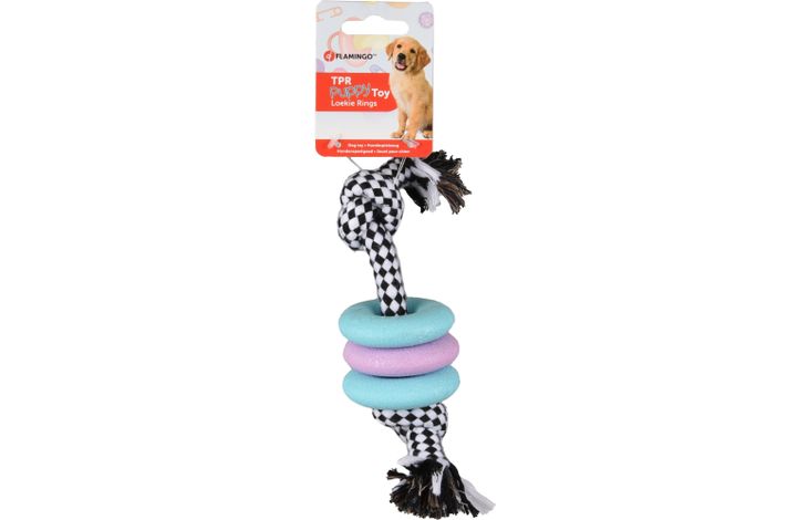 Flamingo Toy Puppy Loekie Ring & Cord with 2 knots Mix