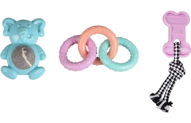 Flamingo Toy Puppy Loekie Elephant & Bone & Ring Mix