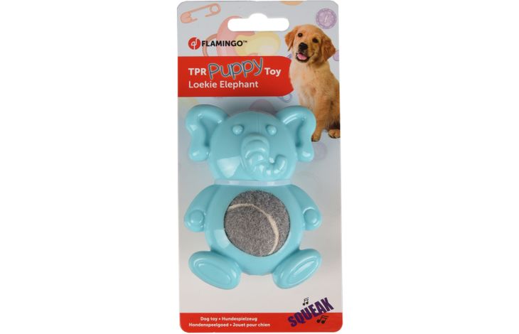 Flamingo Spielzeug Welpe Loekie Elefant mit ball Türkis