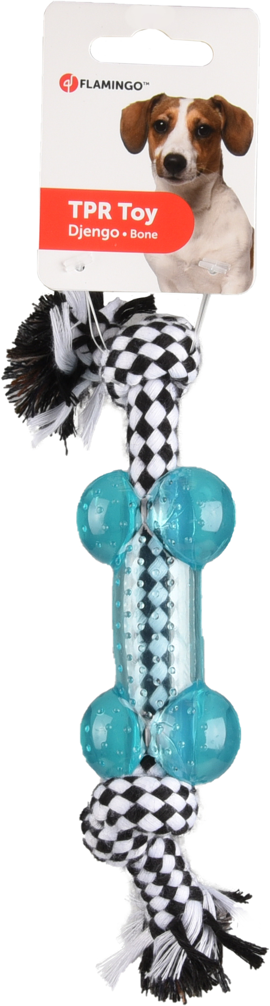 Flamingo Toy Djengo Bone & Cord with 2 knots Turquoise