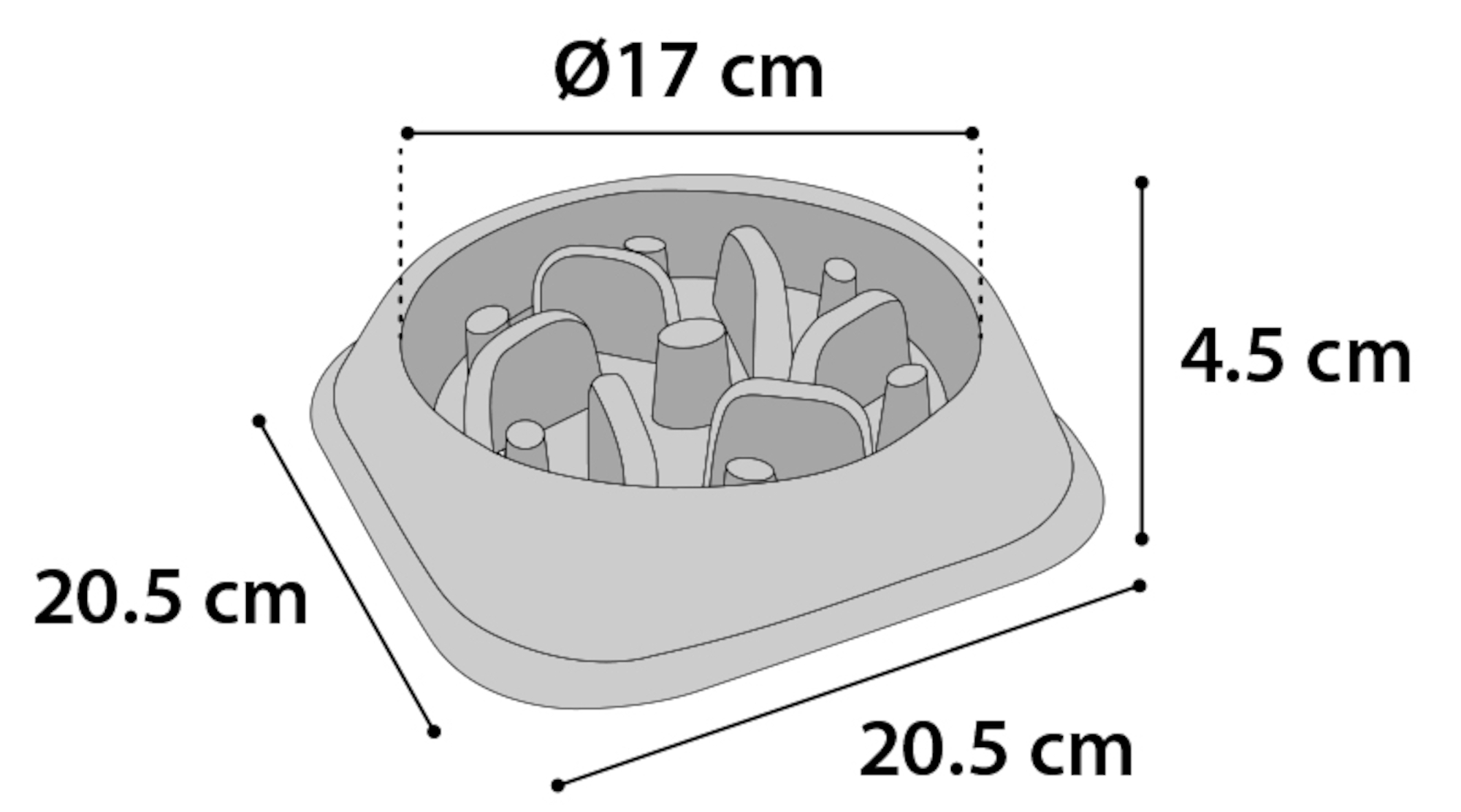 Flamingo Feeding bowl Slow feeder Bobo Round Grey