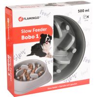 Flamingo Feeding bowl Slow feeder Bobo Round Grey