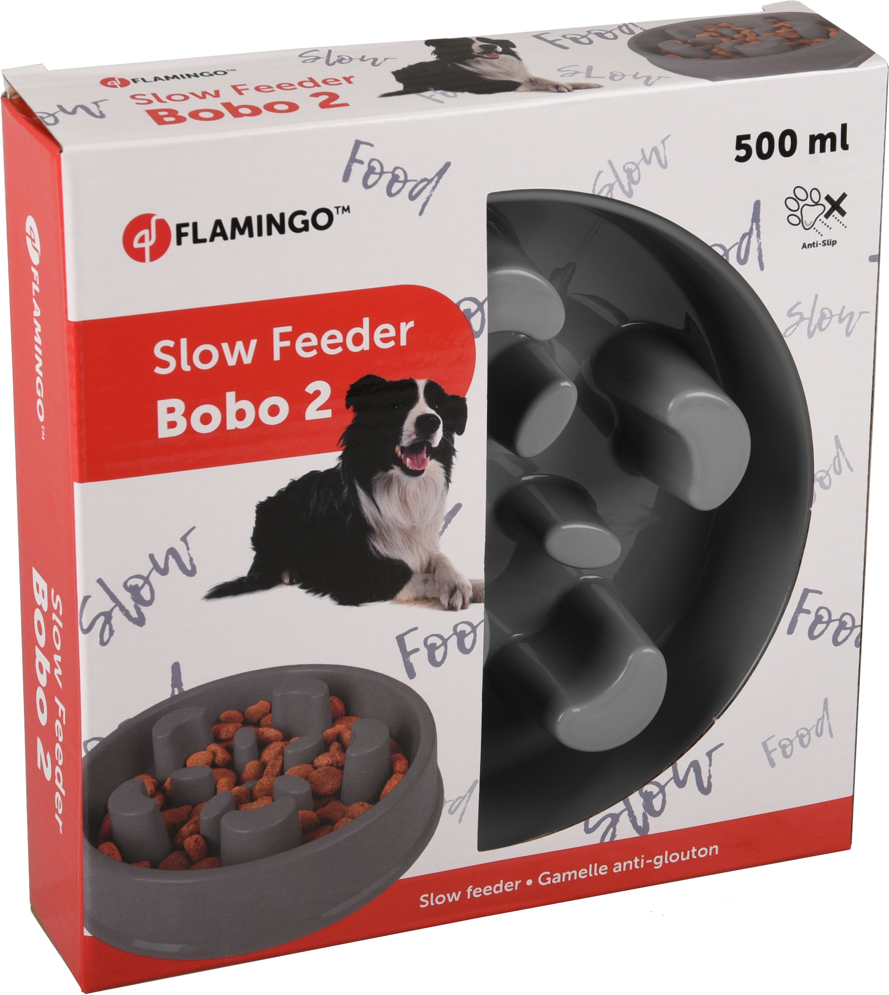 Flamingo Eetpot Slow feeder Baba Rond Grijs