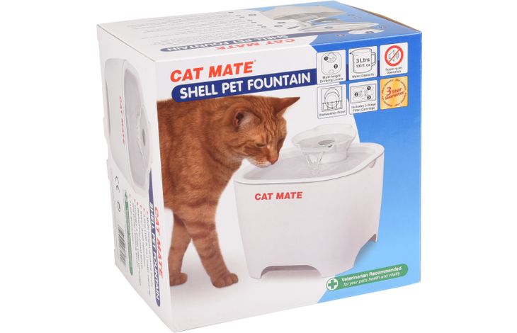 Cat Mate - Fontaine animalière «Coquillage» blanc, 3l - Swiss Pet