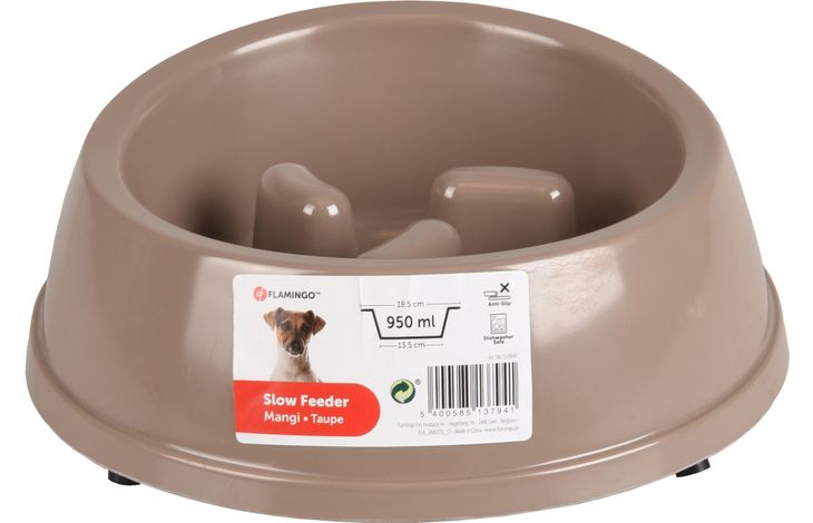 Flamingo Eetpot Slow feeder Mangi Rond Taupe