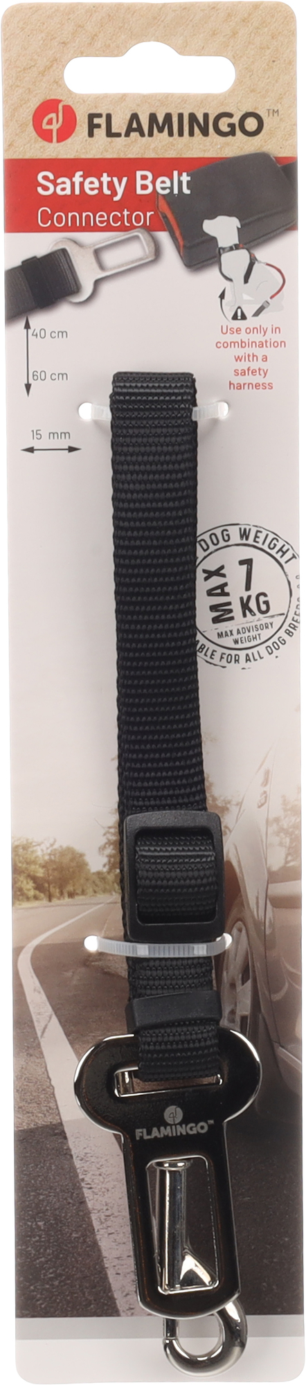 Flamingo Connector for car safety belt Kura Black