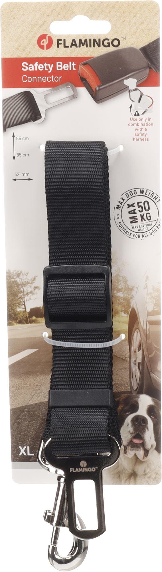 Flamingo Connector for car safety belt Kura Black