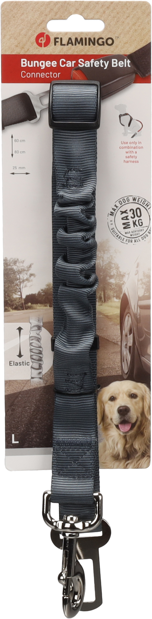 Flamingo Connector for car safety belt Ruka Grey