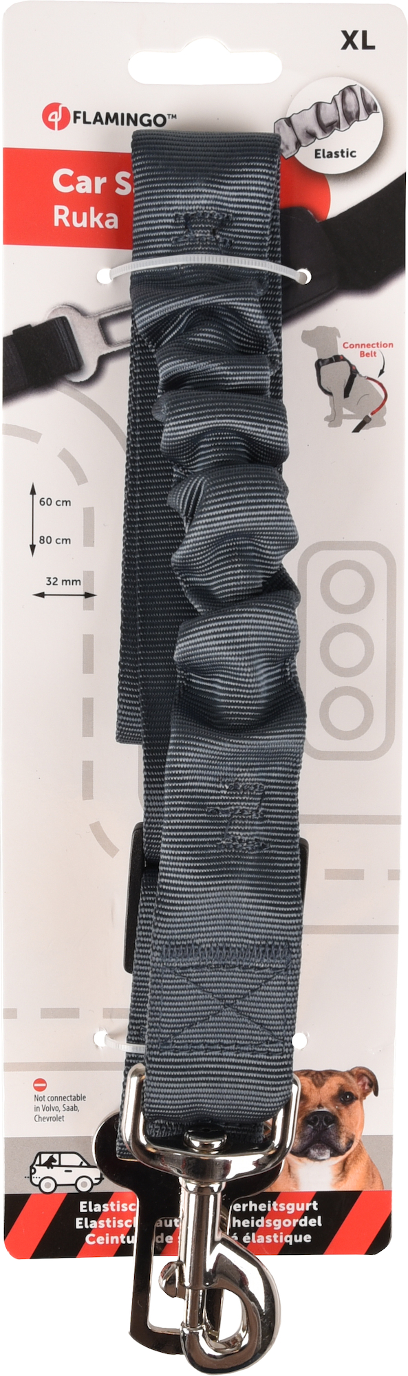 Flamingo Connector for car safety belt Ruka Grey