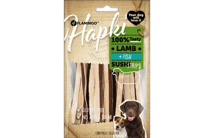 Flamingo Snacks Hapki Sushi strips Lamb & Fish 