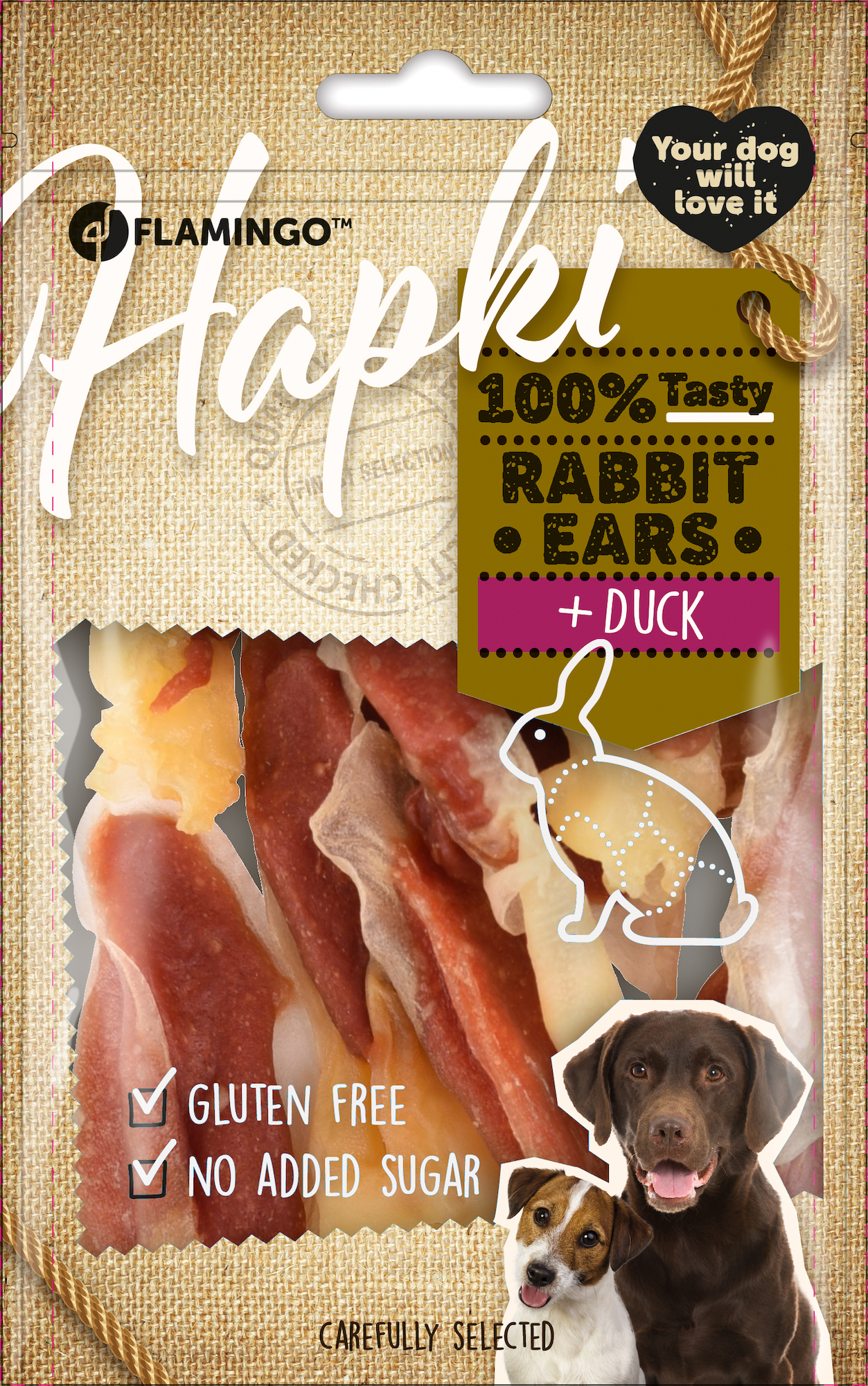 Snacks Hapki Rabbit ears with duck | 520278 | Flamingo Pet Products