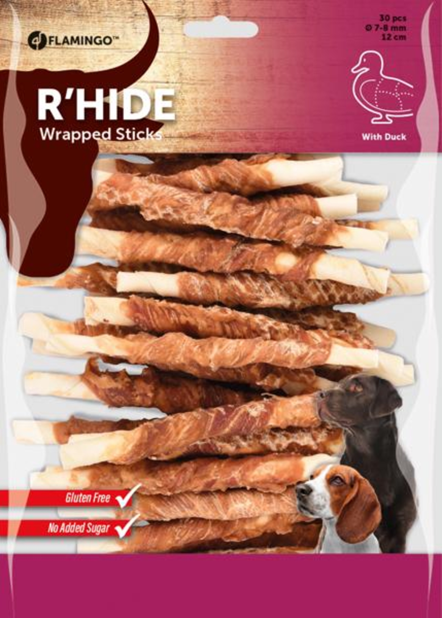 Flamingo Snacks R'Hide Stick  with duck 12cm 10-12gr / 30 pcs 350gr