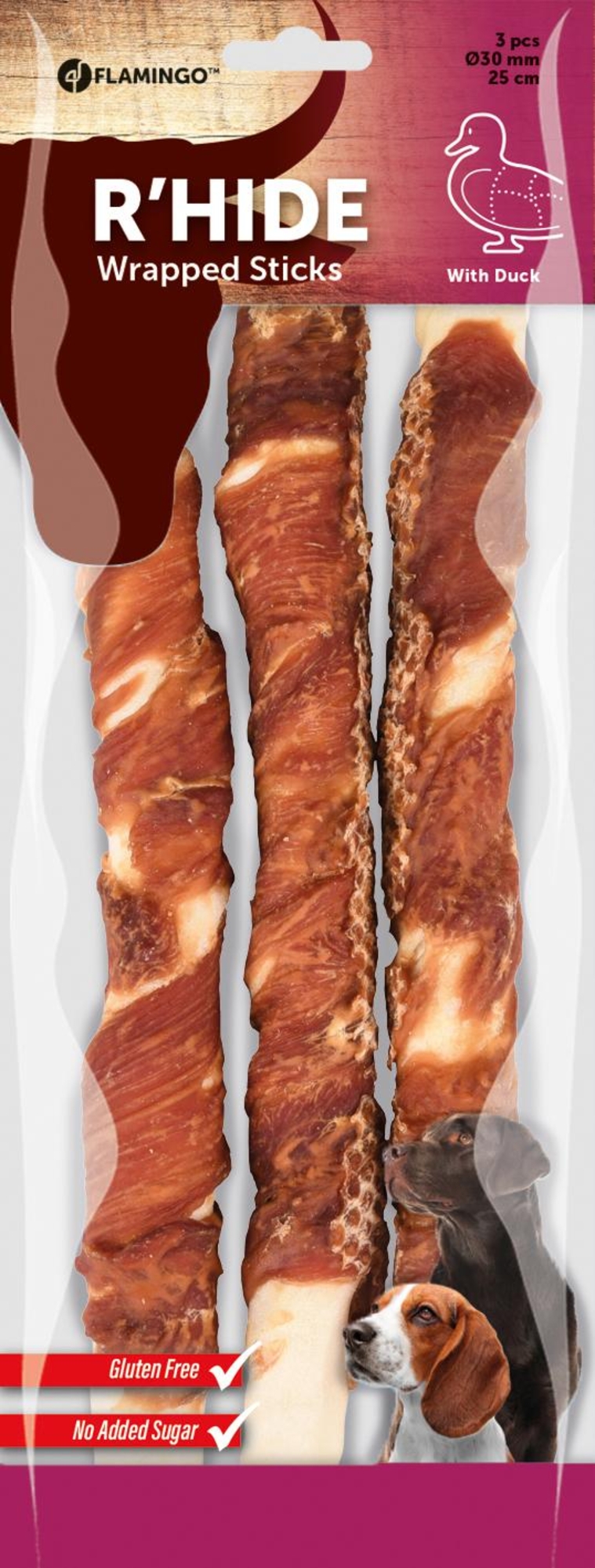 Flamingo Friandises R'Hide Bâton  avec canard 25cm 80gr / 3 pcs 240gr