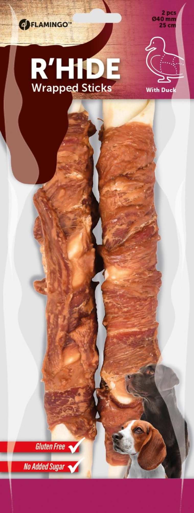 Flamingo Snack R'Hide Staaf  met eend 25cm 120gr / 2 st 240gr