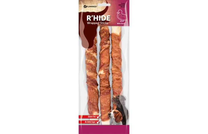 Flamingo Friandises R'Hide Bâton  avec canard 28cm 90-95gr / 3 pcs 280gr