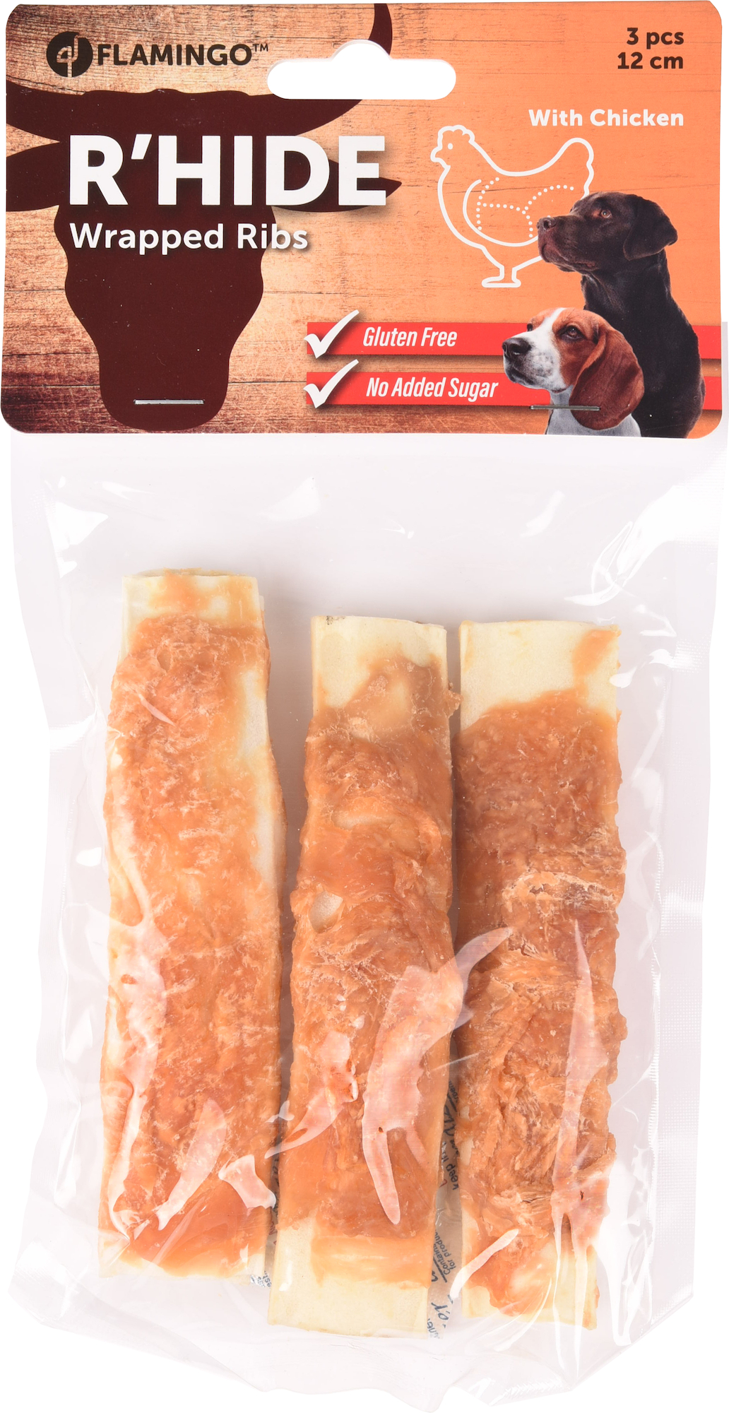 Flamingo Snacks R'Hide Costina  con pollo 12cm 30gr / 3 pzs 90gr